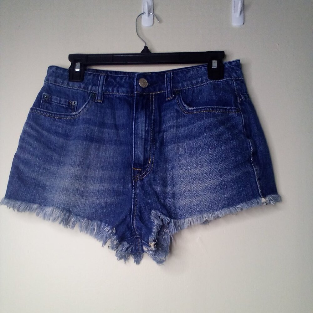BDG Shorts Women 29 Super High Rise Cheeky Raw Hem Denim Blue